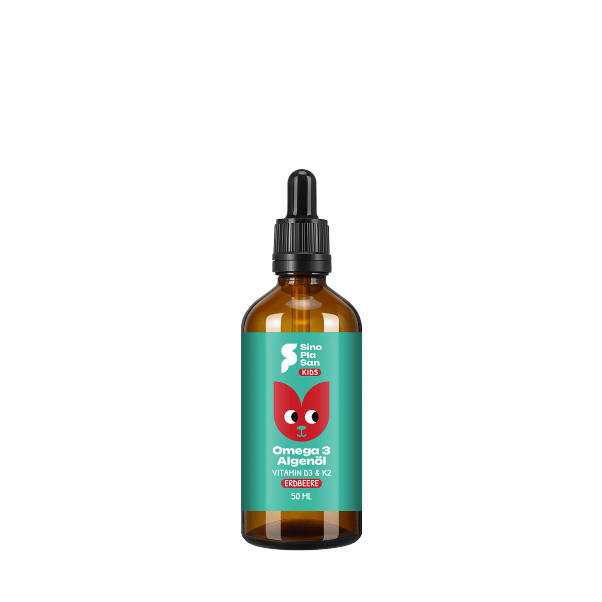 Omega-3 Algenöl mit Vitamin D3 & K2 KIDS (Erdbeere)