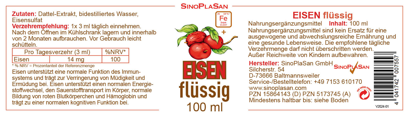 Eisen flüssig Etikett