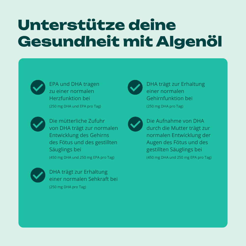 Omega-3 Algenöl PUR mit DHA & EPA (max. 3 Monate haltbar)