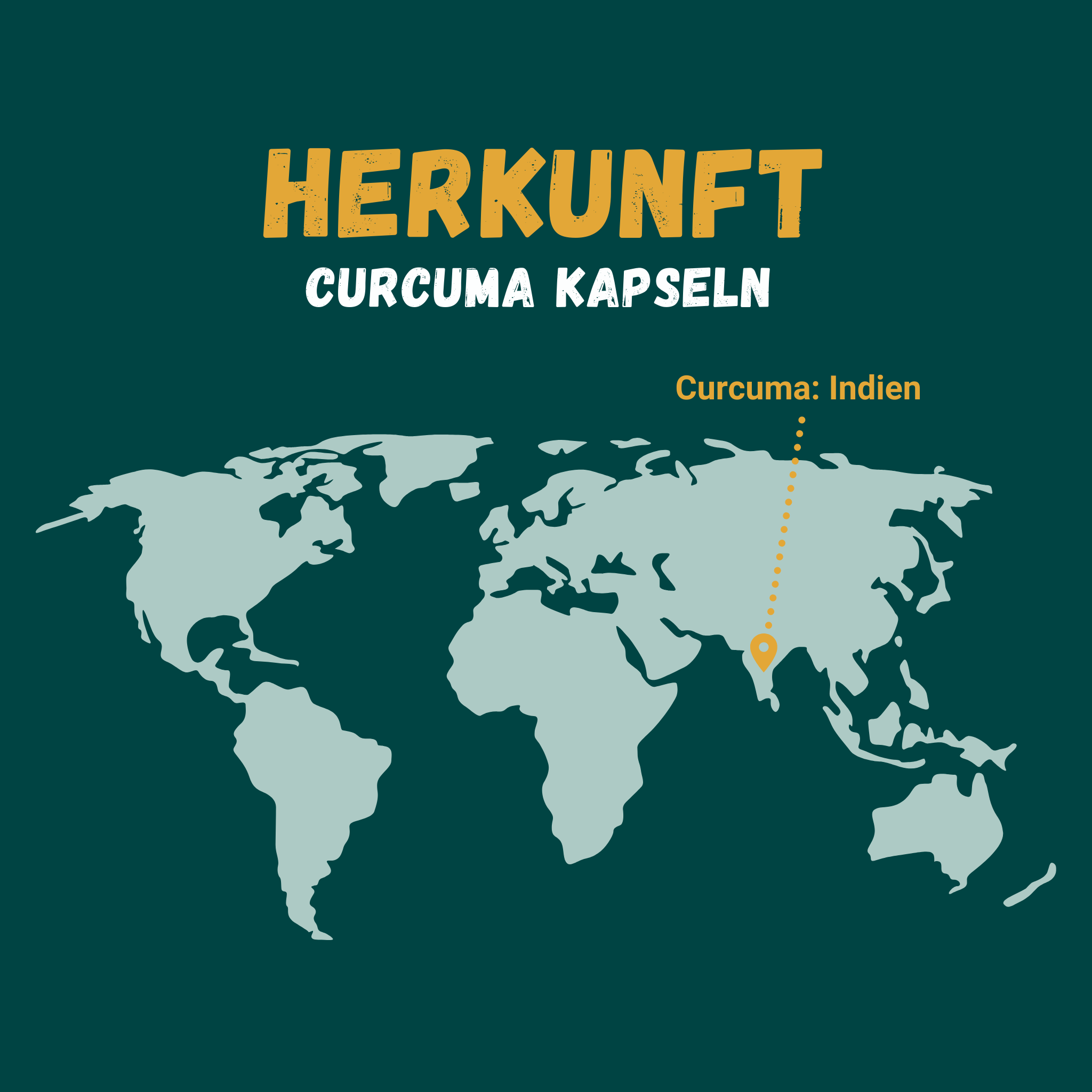 Grafik zur Herkunft von Curcuma: Indien