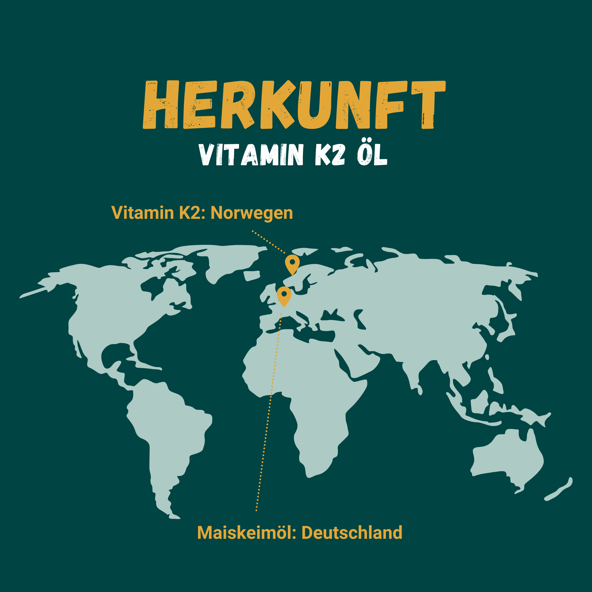 Grafik zur Herkunft von Vitamin K2 und Maiskeimöl von Sinoplasan: Norwegen und Deutschland