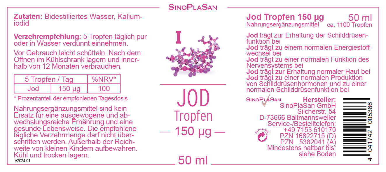 Jod Tropfen Etikett