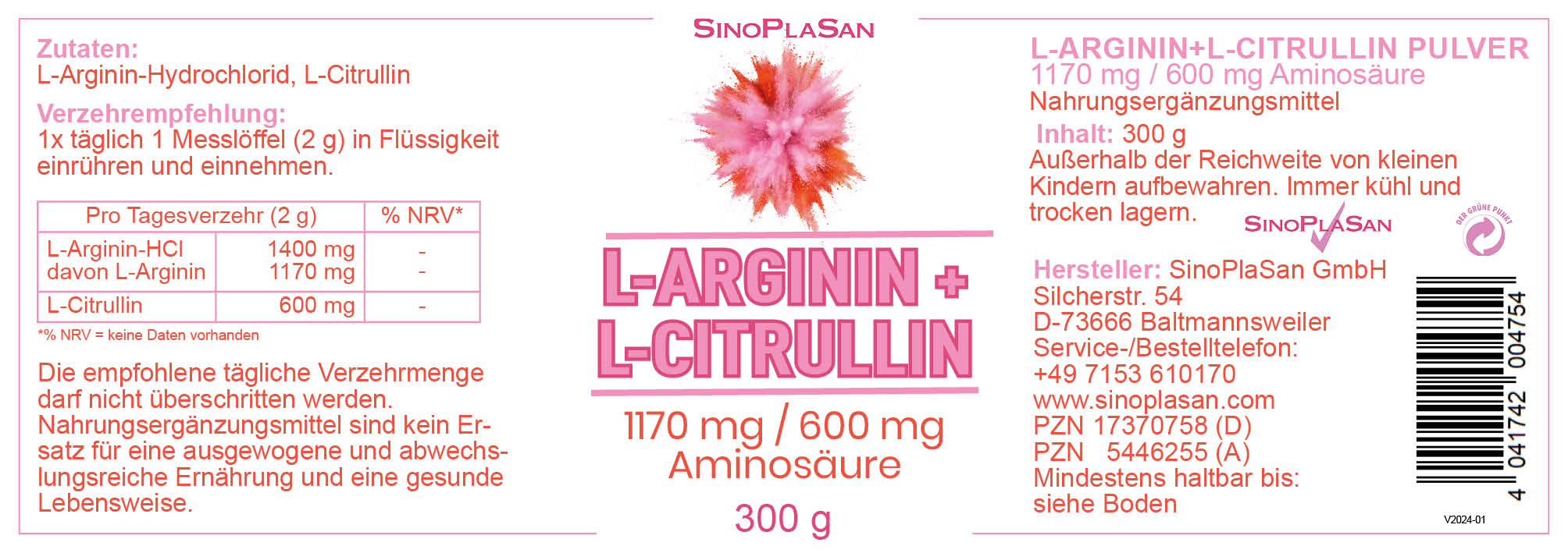 L-Arginin + L-Citrullin Etikett
