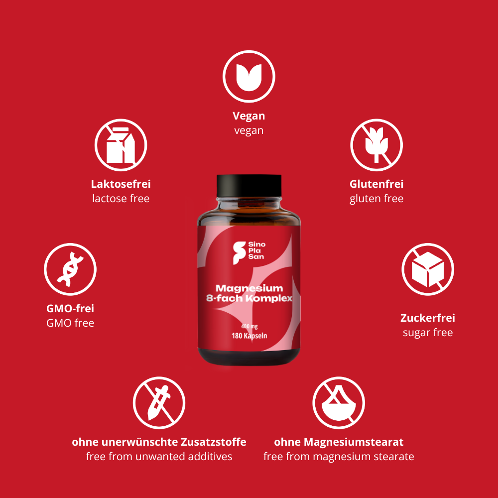 Magnesium 8-fach Komplex 400 mg | 180 Kapseln