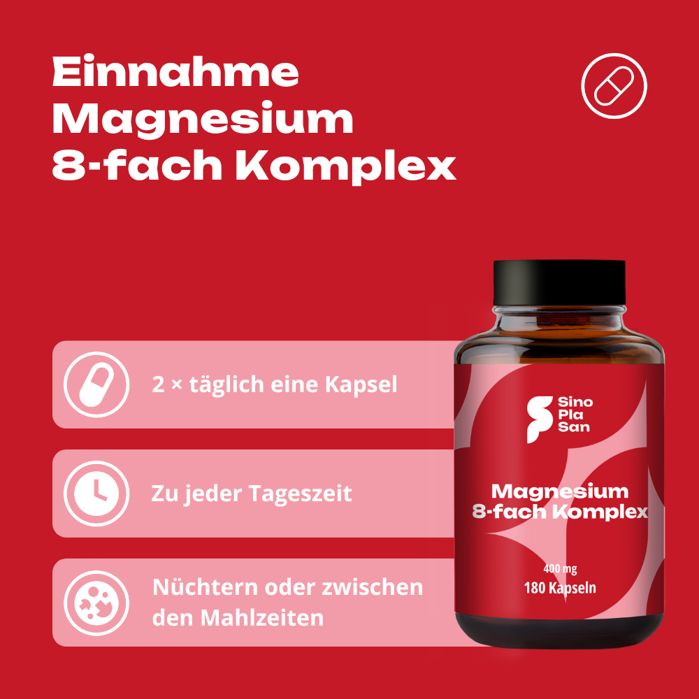 Magnesium 8-fach Komplex 400 mg | 180 Kapseln