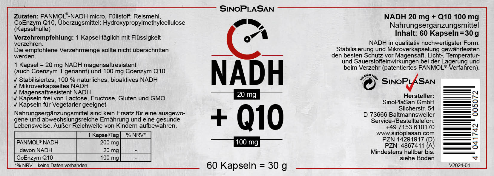 NADH Q10 Etikett