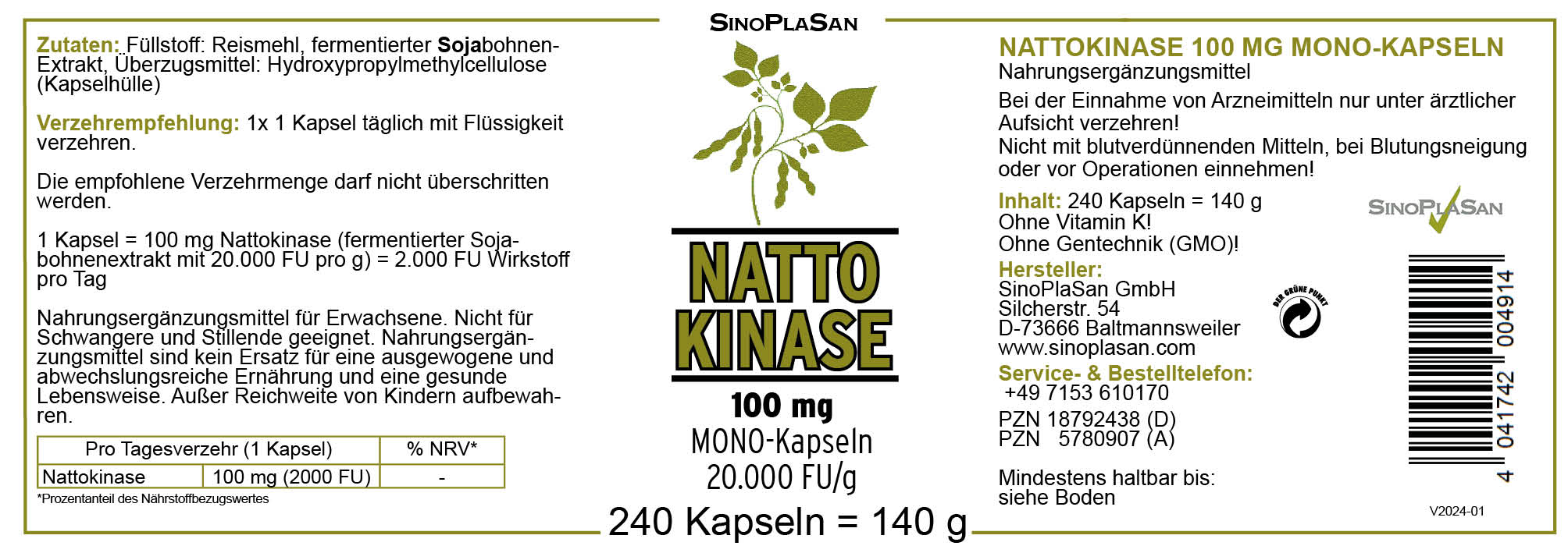 Nattokinase Etikett