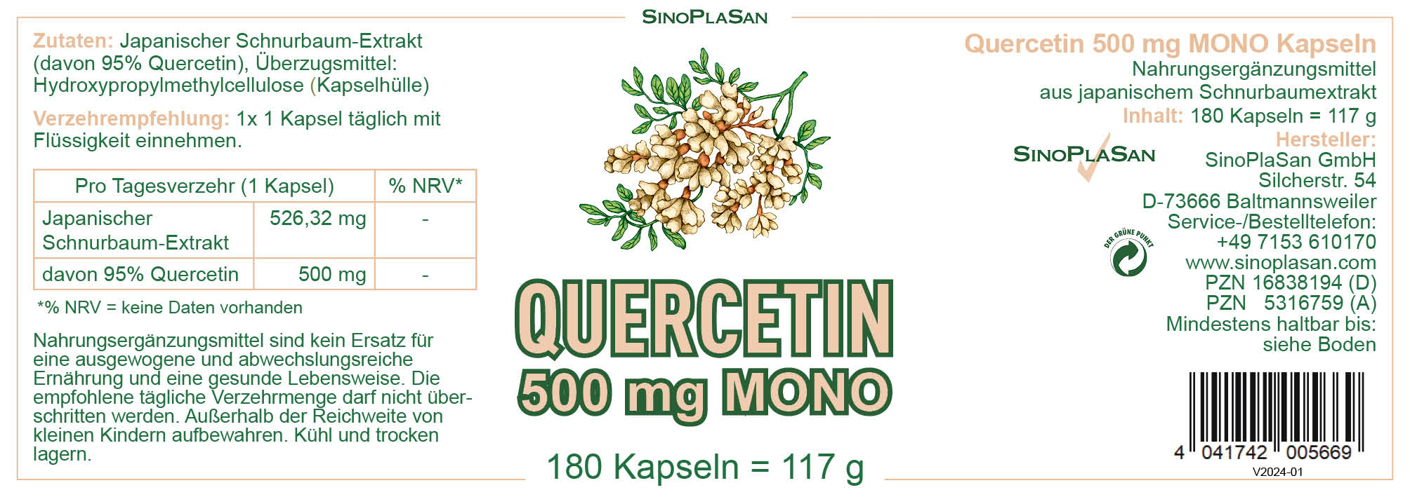 Quercetin Etikett