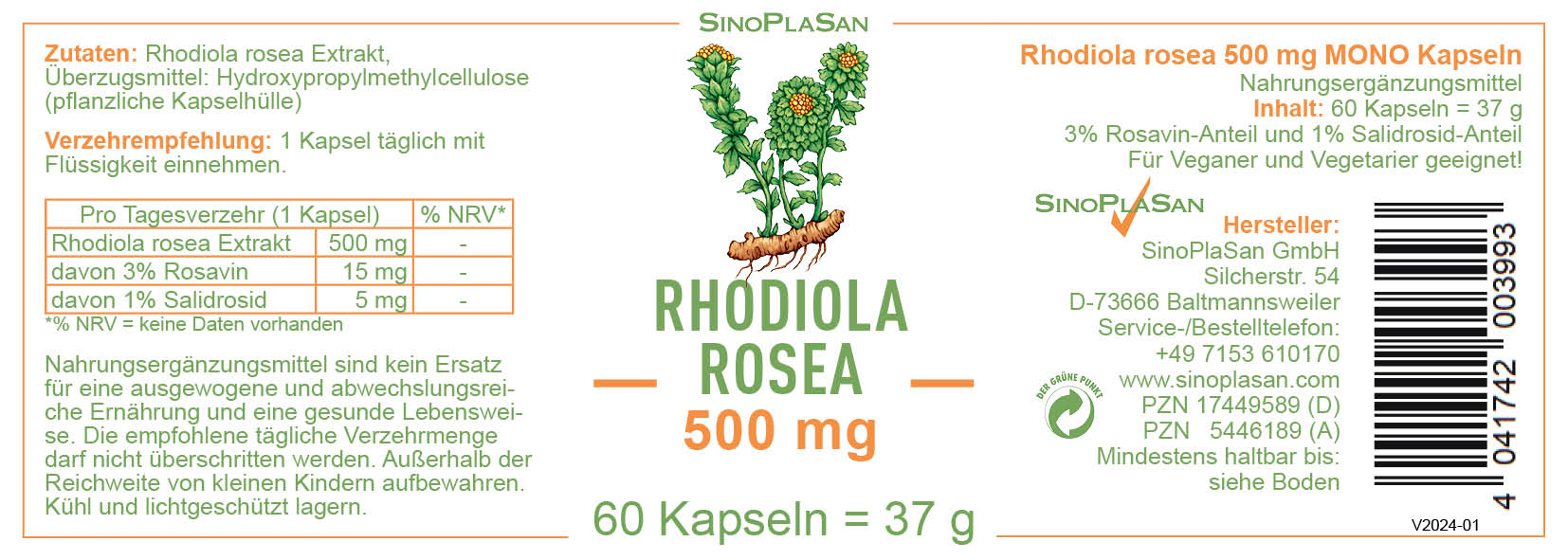 Rhodiola Rosea von Sinoplasan