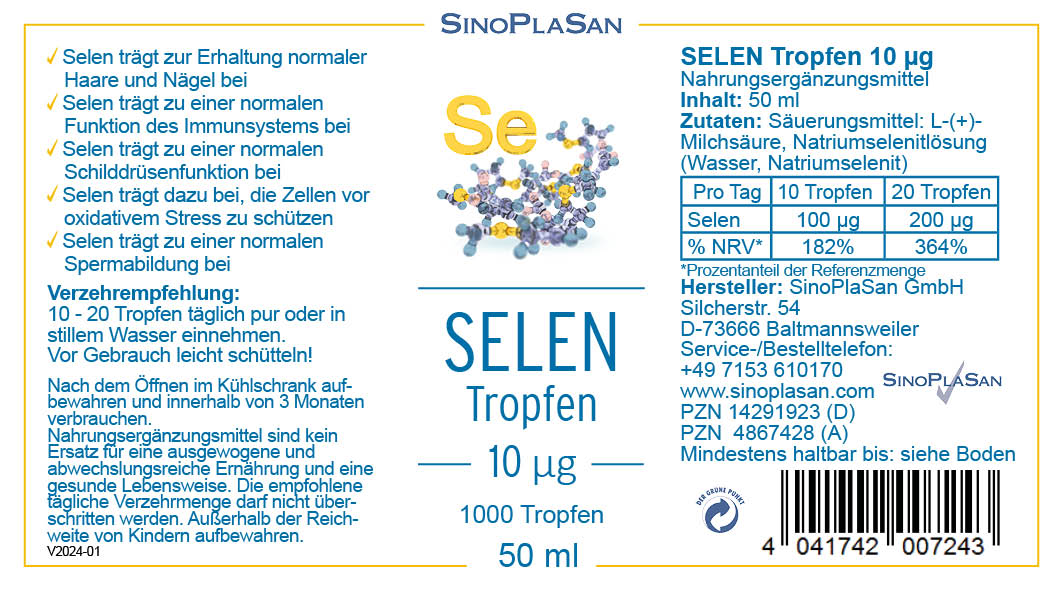 Selen Tropfen Etikett
