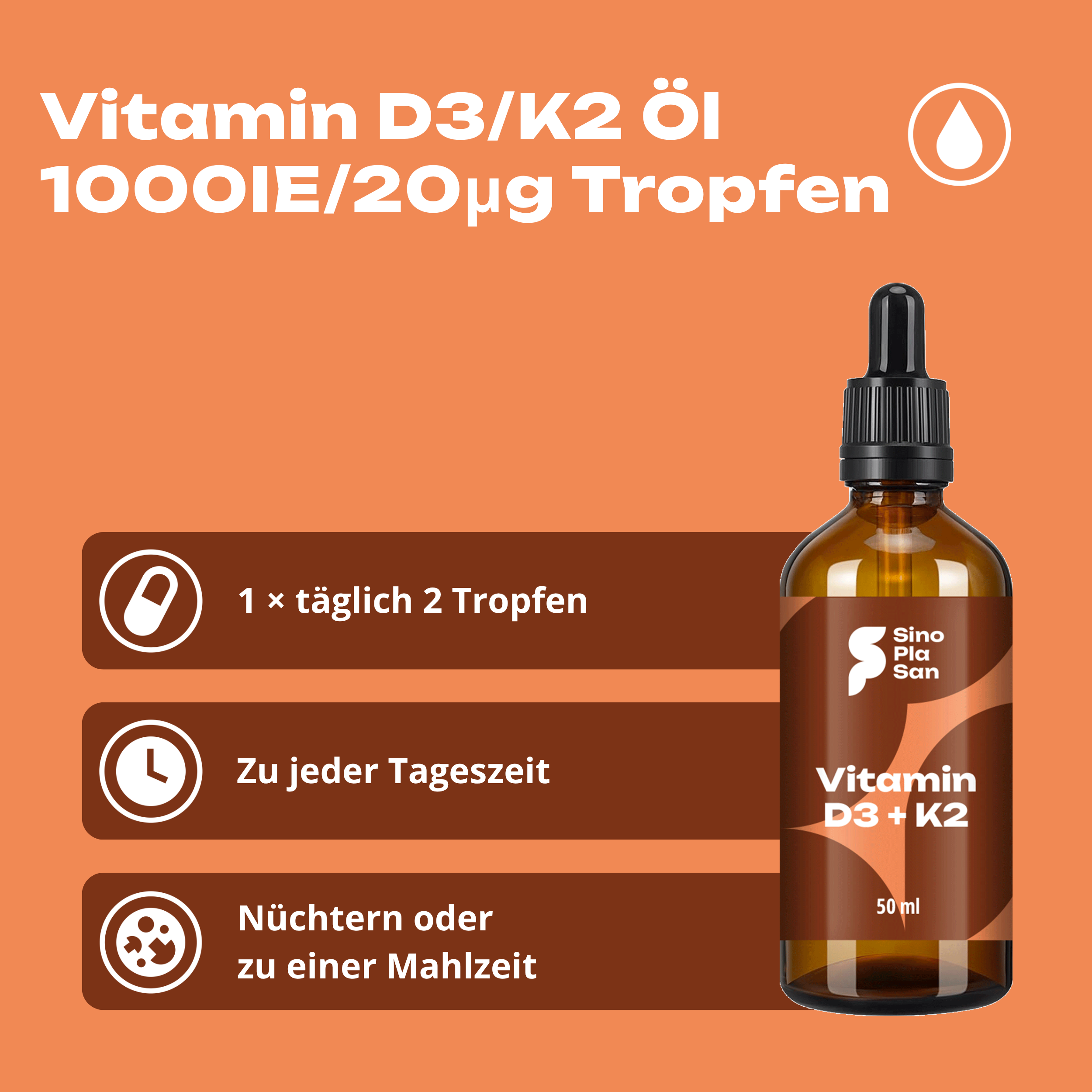 Vitamin D3/K2 Öl 1000IE/20µg Tropfen