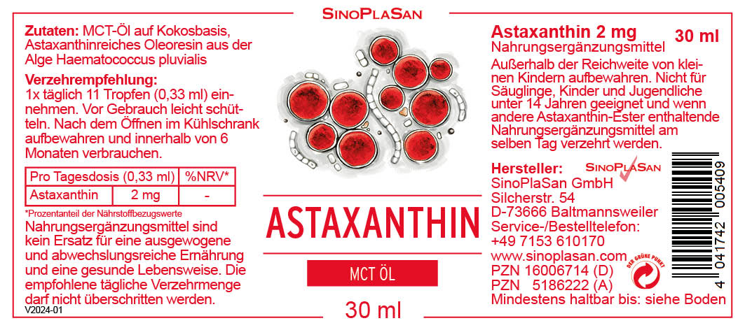 Astaxanthin MCT Öl Etikett
