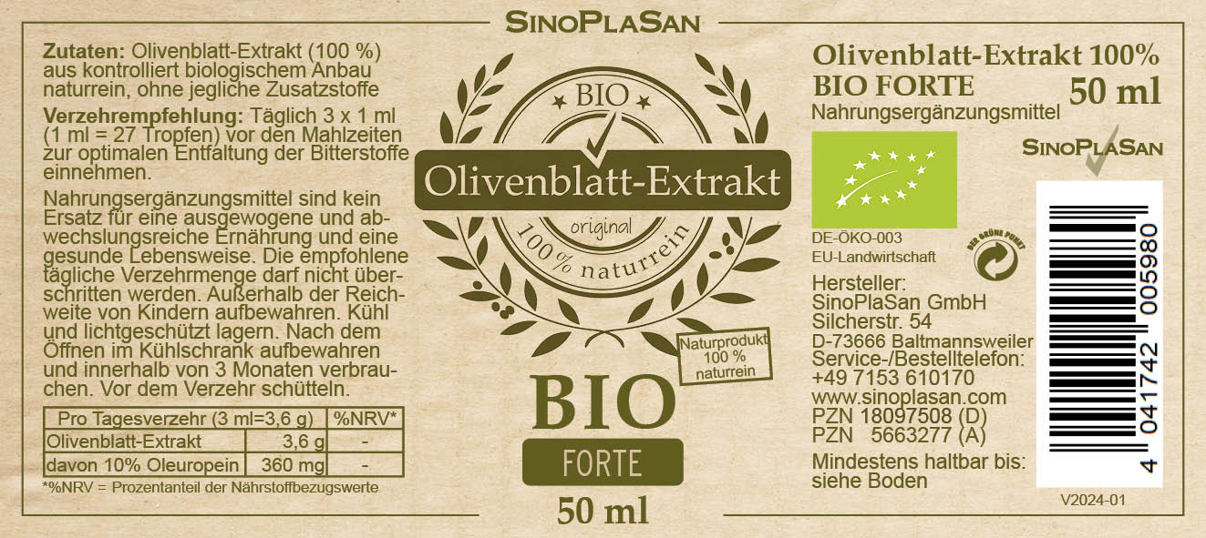 Olivenblatt Extrakt Etikett