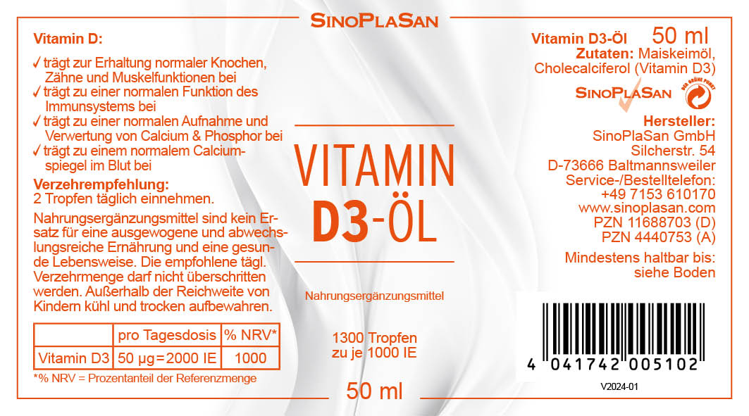 Vitamin D3 Öl Etikett