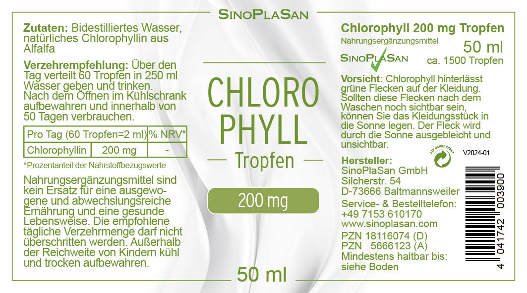 Chlorophyll Etikett