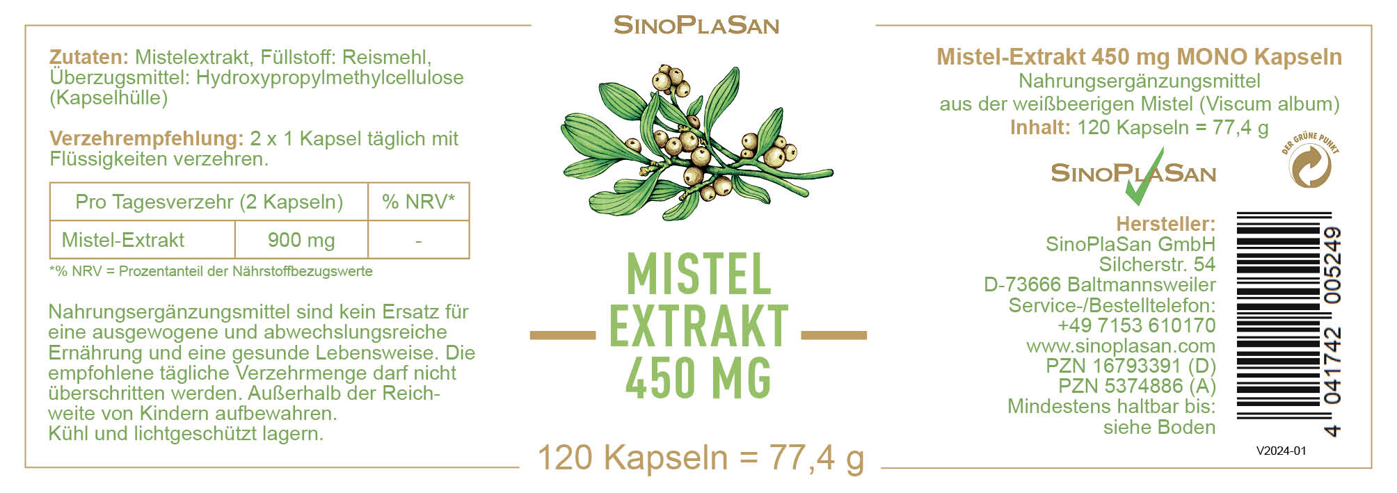 Mistel Extrakt Kapseln Etikett