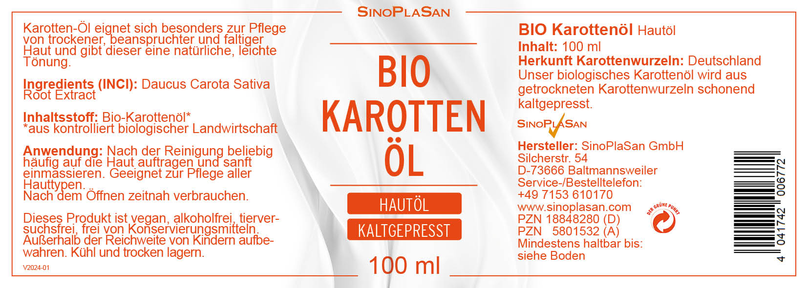 Bio Karottenöl Etikett