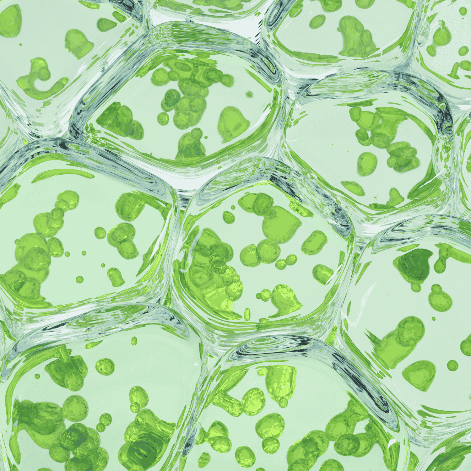 Grüne Chlorophyllpartikel