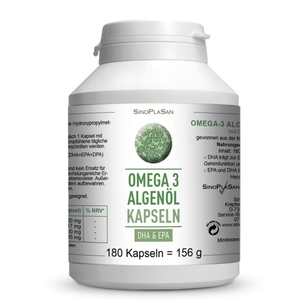 Omega-3 Algae Oil DHA+EPA 180 Capsules